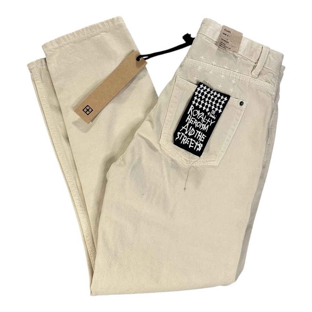 Ksubi Women's Nine 0++ Off White High Rise Ankle Crop Jean. Sz: 28